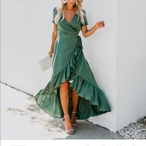 Vicidolls shanti green ruffle maxi dress